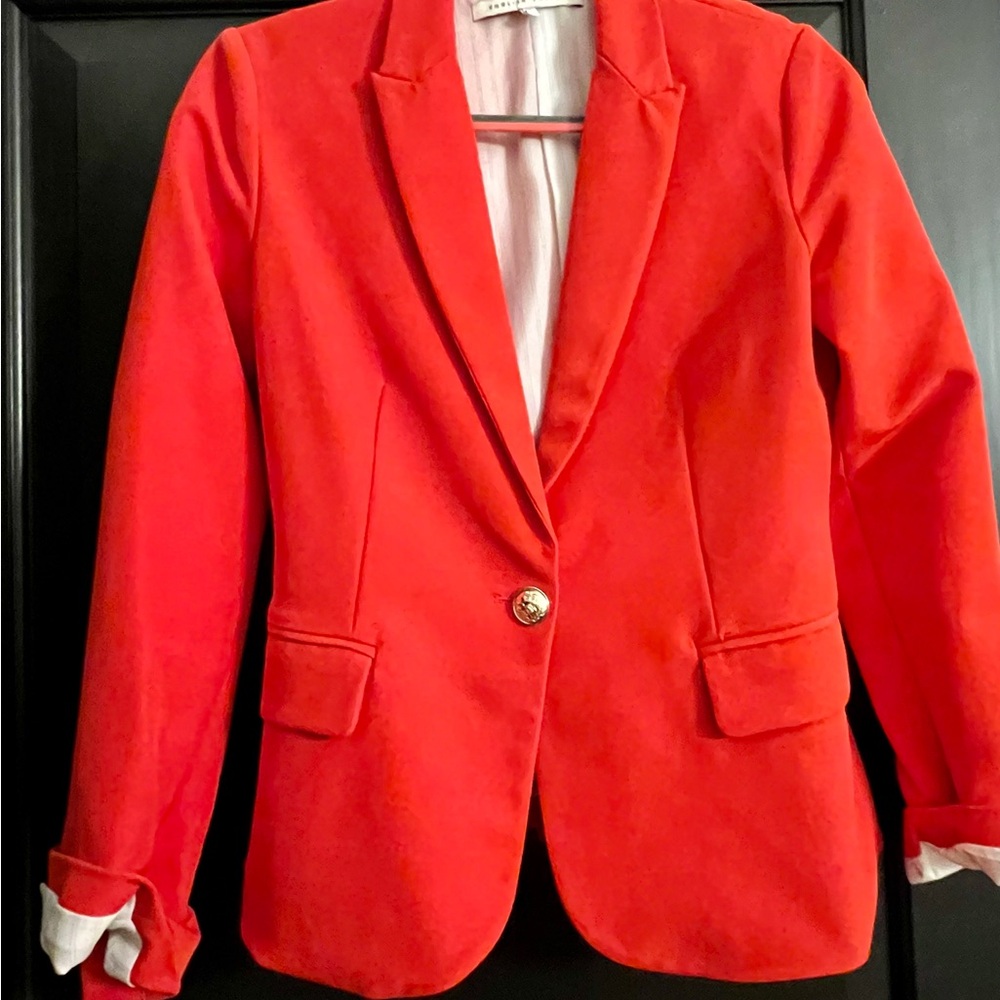 English Factory Orange/Red Blazer with Notched Lapels